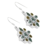 Indian ethnic design color stone pure silver earrings 